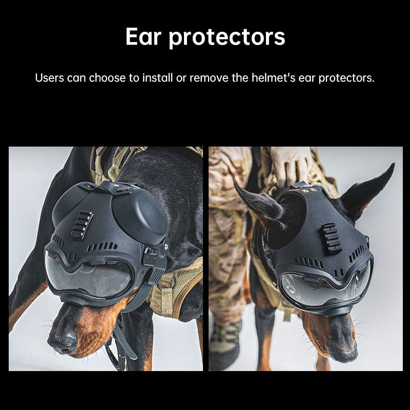 K9 Tactical Dog Helmet - Hunting/Military Training, Motorcycle Protection + Goggles