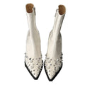 Eilyken Fashion Pointed Toe Thin Low Heels Boots Women Chain Rivet Zipper Pumps Soft Leather Ladies Party Ladies Shoes