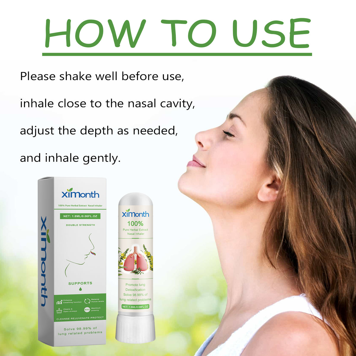 Pure Herbal Extract Nasal Inhaler, Relieve Nasal Irritation Clean Nasal Passages Body Health Care Snorting