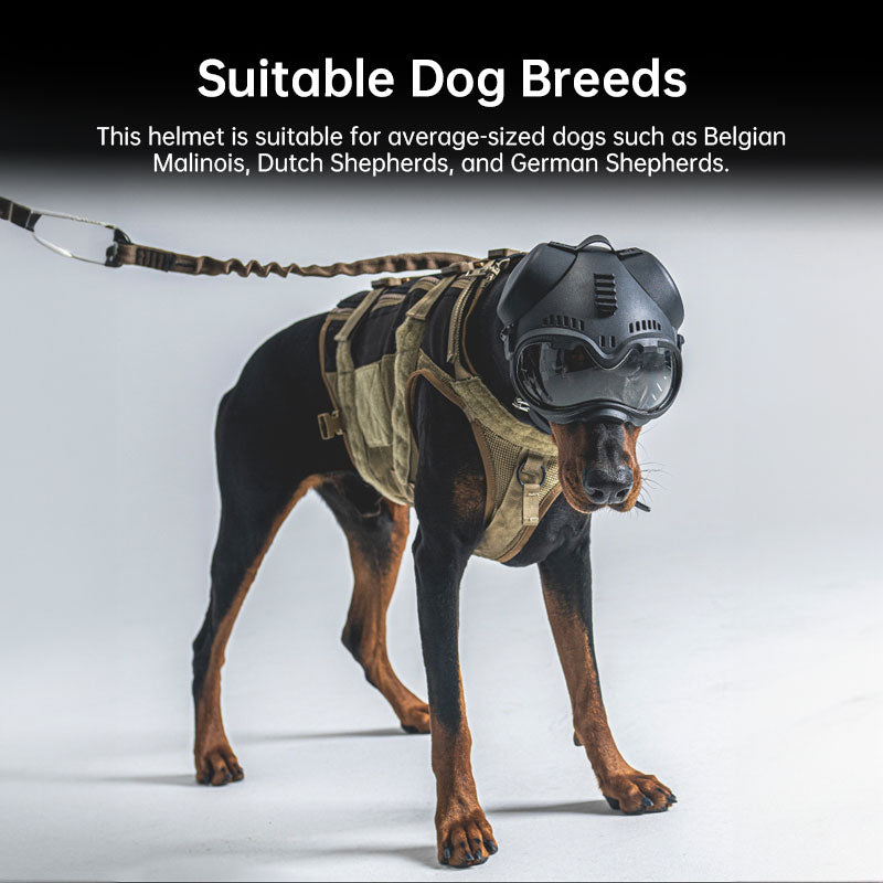 K9 Tactical Dog Helmet - Hunting/Military Training, Motorcycle Protection + Goggles