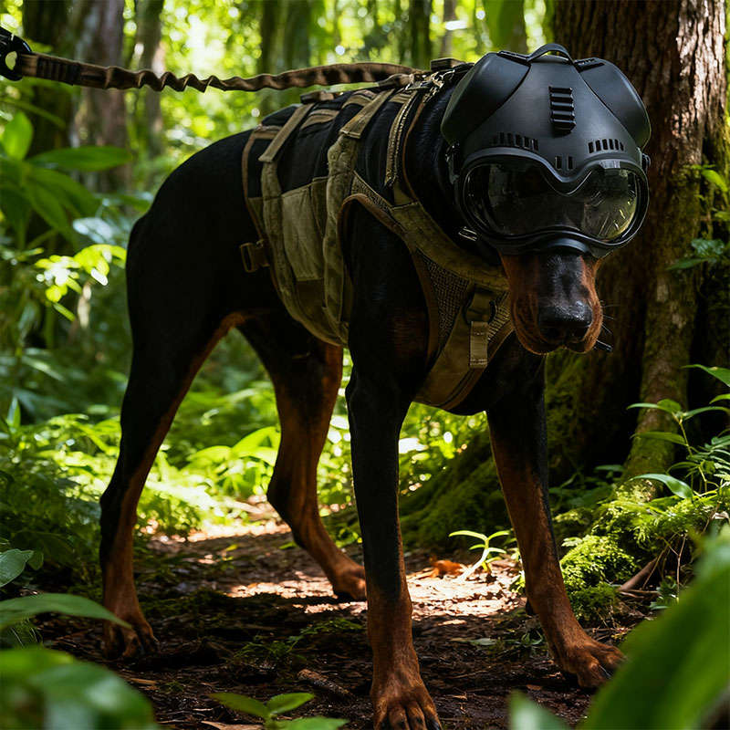 K9 Tactical Dog Helmet - Hunting/Military Training, Motorcycle Protection + Goggles
