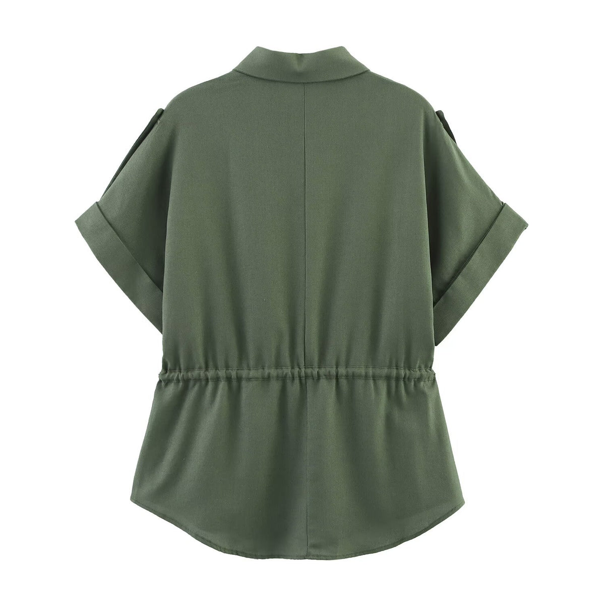 Fashionable loose single breasted lace up blended hunting outfit shirt for women