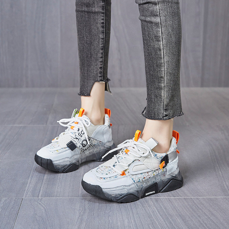 New Shoes Women's Black Platform Ladies Mesh Shoes Sports Flat Shoes