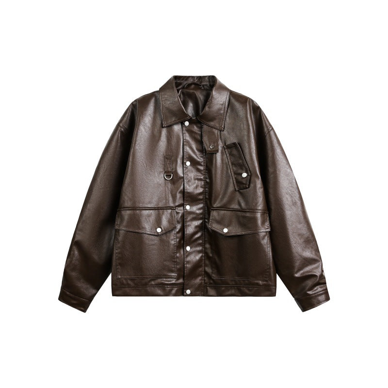 Barn Style Multi-Pocket MK3 Hunting Loose PU Leather Jacket