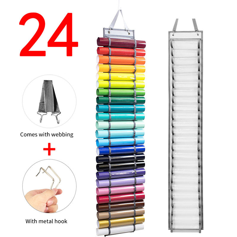 Vinyl Roll Organizer Transparent 24/48-cell Lettering Heat Transfer Film Vinyl Drum Storage Hanging Bag