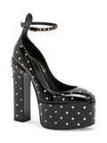 Platform Shoes Office Lady Chunky Heels Ladies Shoes Rivet Ankle Strap Thick Bottom