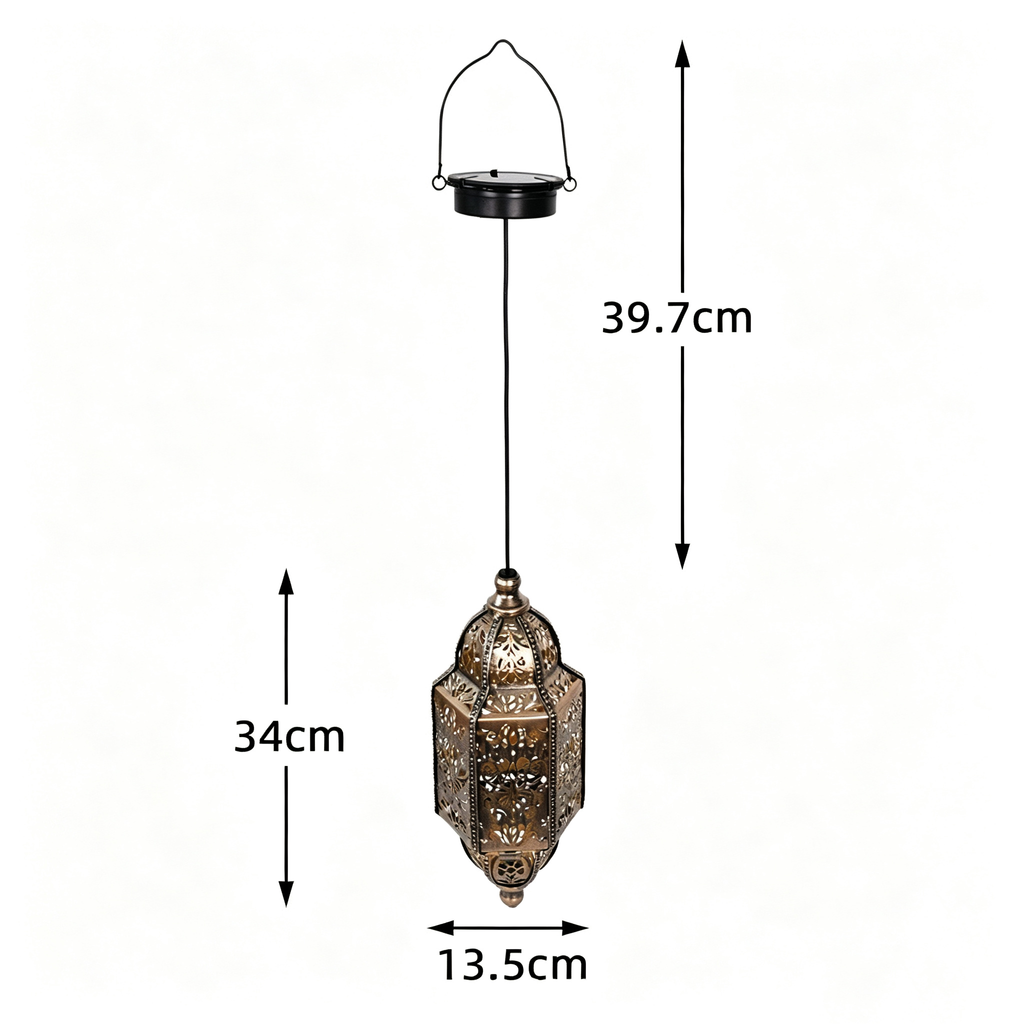 Solar powered iron hollow lantern