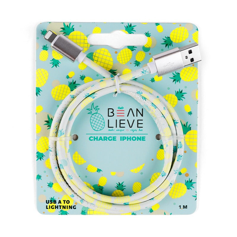 Creative data cable cartoon fruit cute fruit leather data cable suitable for Apple and Huawei phones