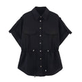 Fashionable loose single breasted lace up blended hunting outfit shirt for women