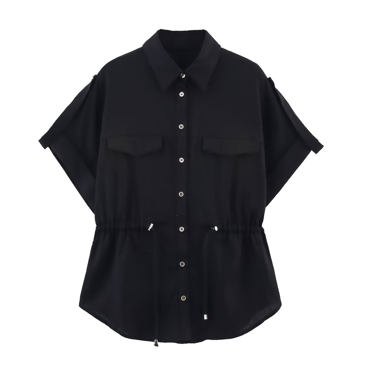 Fashionable loose single breasted lace up blended hunting outfit shirt for women