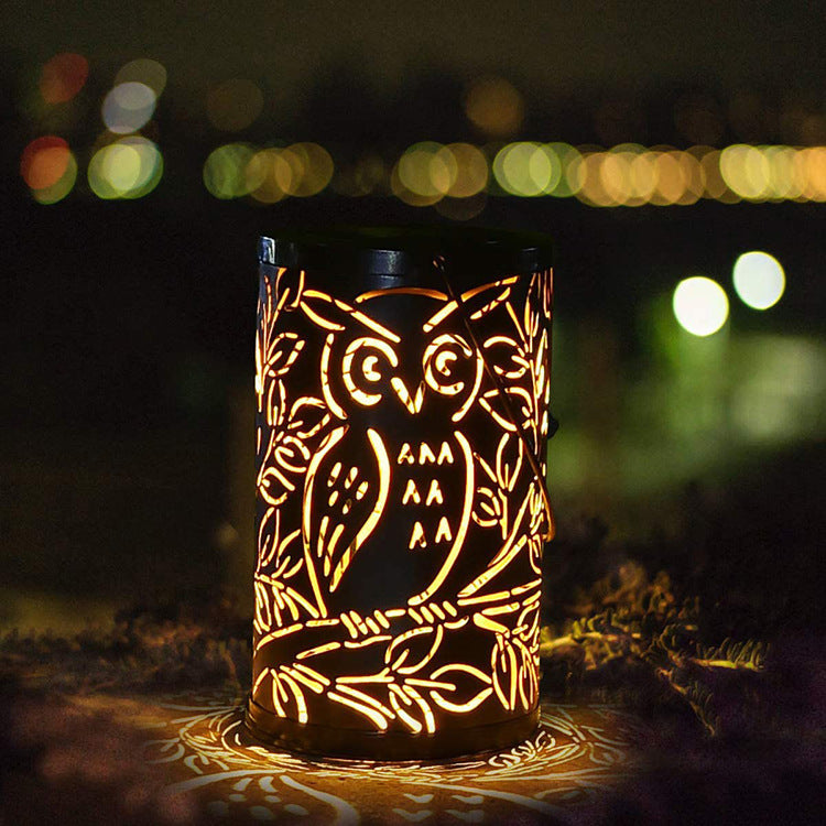 Solar iron hollow projection lamp